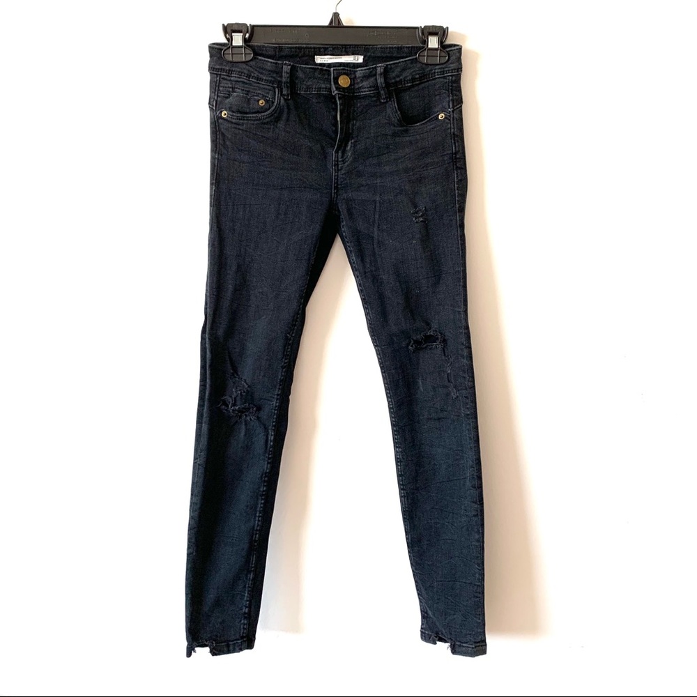 Relaxed Black Zara Jeans, Tear Detail - Size US4